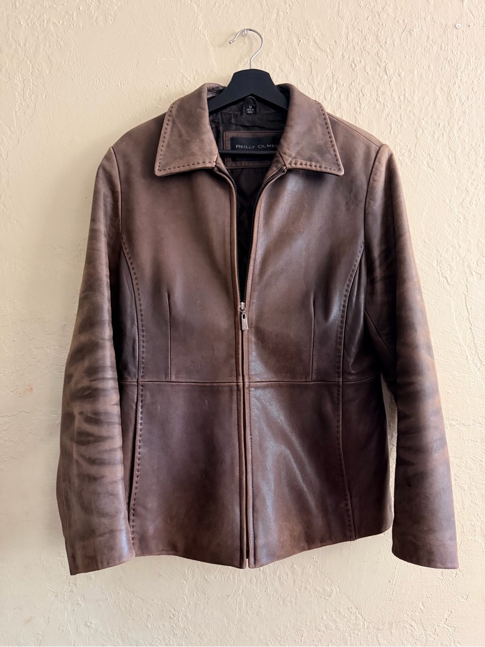 Vintage Reilly Olmes Women's Brown Leather Zip Jacket